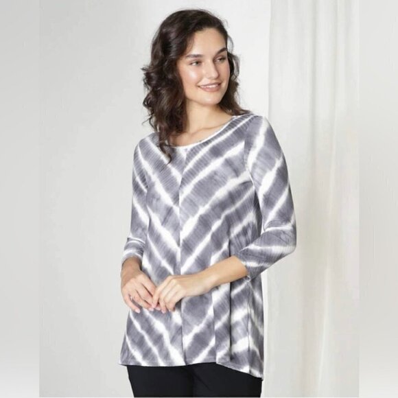Nina Leonard, Women's Plus, 3/4 Sleeve Tunic - Grey Multi. Size: 3X. NWT. - Picture 7 of 7